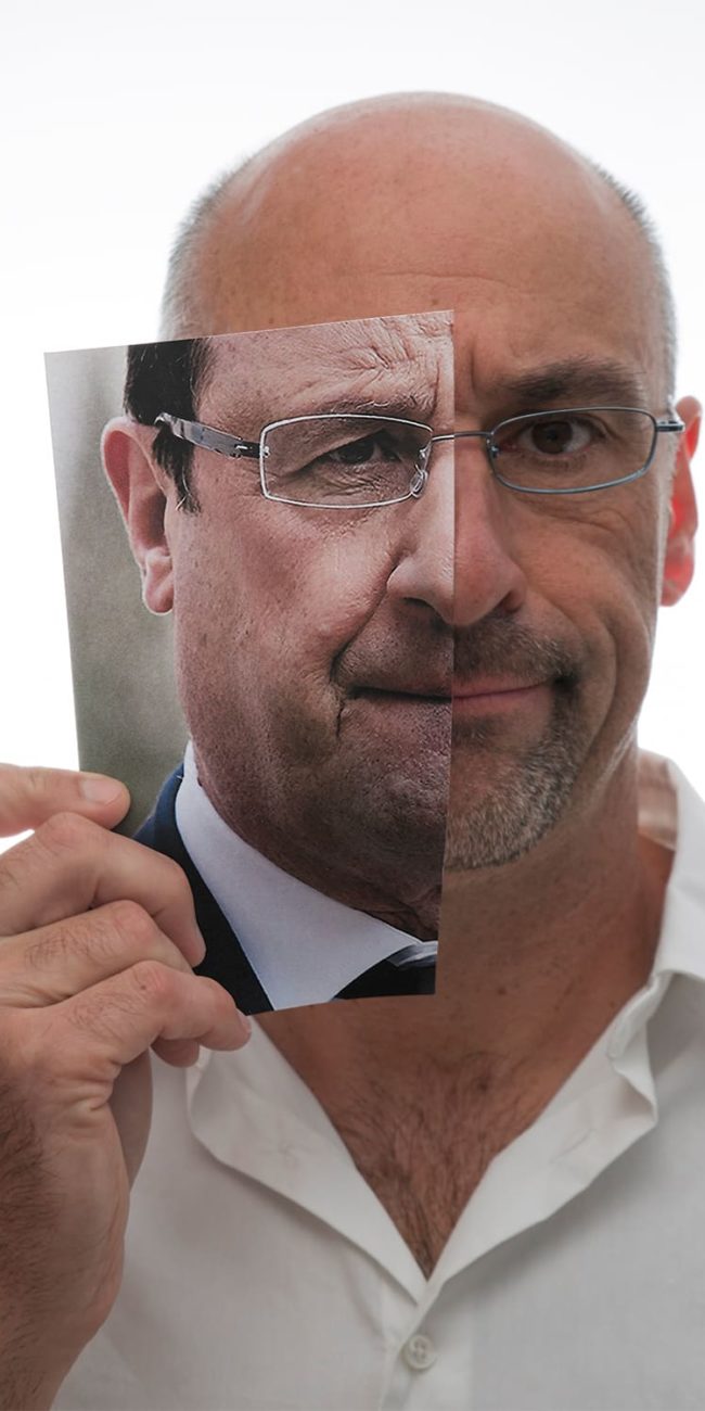 Archive portraits autoportrait decoupage rieu francois hollande president francais